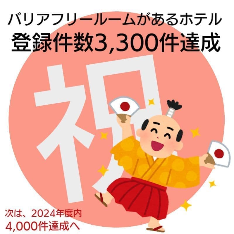 バリアフリールーム登録件数3300件達成